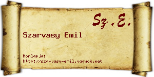 Szarvasy Emil névjegykártya